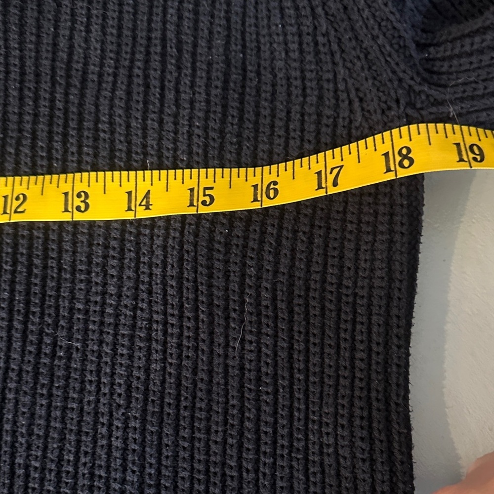 American Eagle Outfitters Y2K 2000s Navy Ribbed Mock Turtleneck Sweater Men’s L - Picture 9 of 10